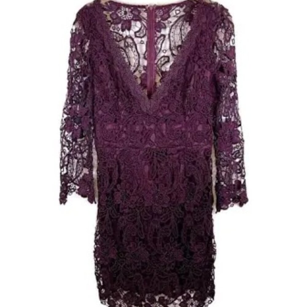 MANIJU:  PURPLE LACE LONG SLEEVE DRESS SIZE L